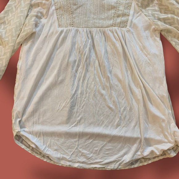 Anthropologie One September Peasant Top with Sheer Sleeves Women Sz. Small - Picture 6 of 11